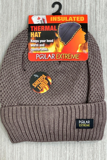 Cocoa Men's Sherpa Lined Popcorn Stitch Polar Extreme Heat Hat