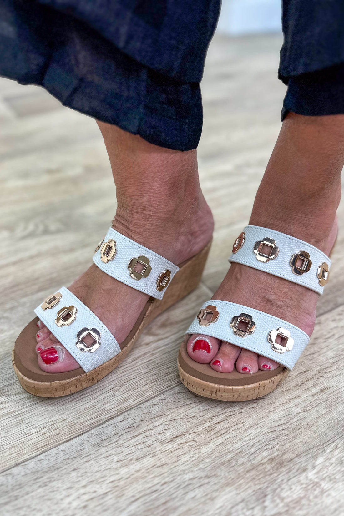 White Hi Tide Wedge Sandal