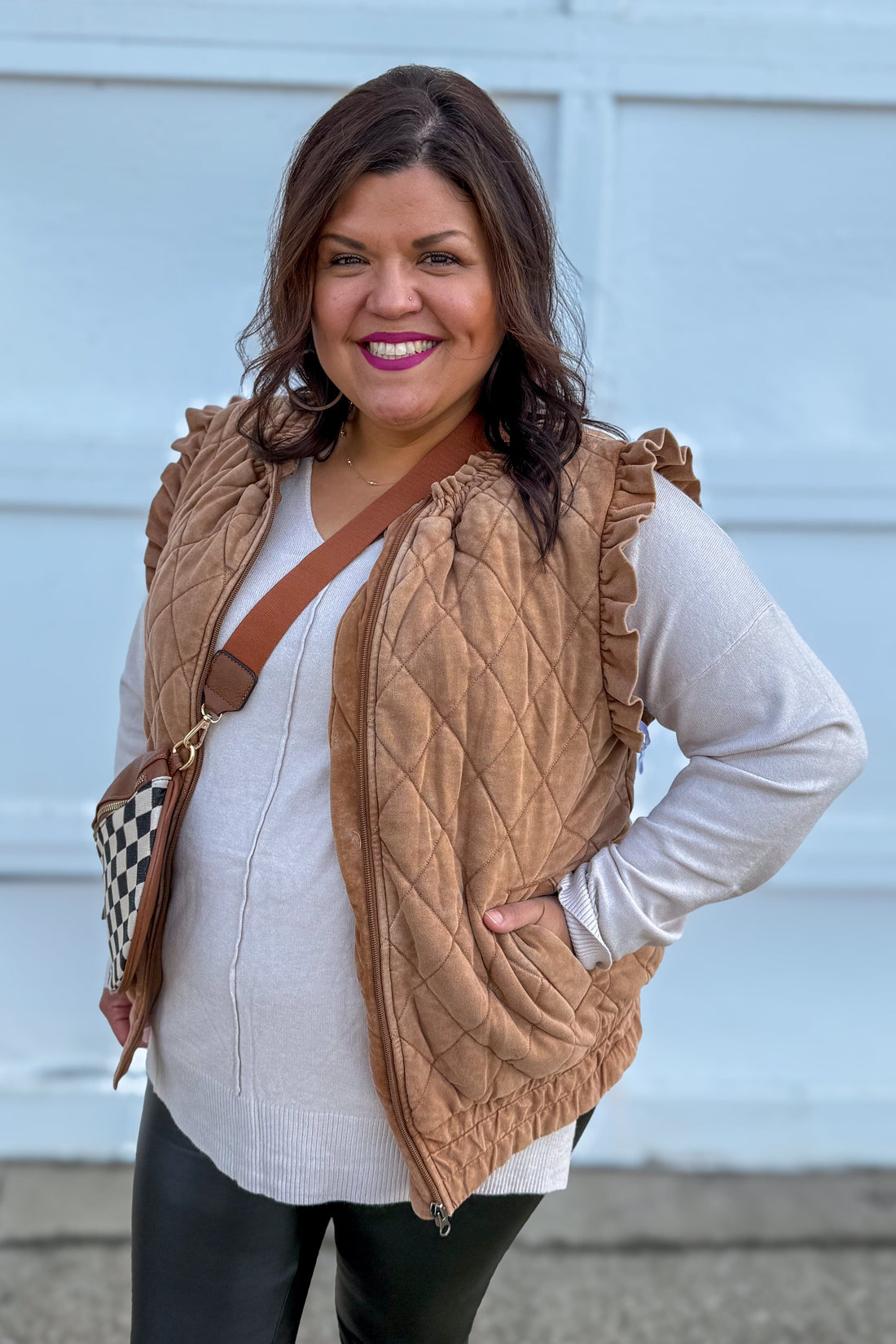 Bone Viscose Front Seam Sweater