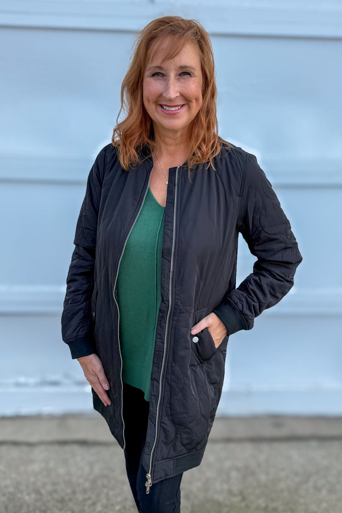 Dark Green Viscose Front Seam Sweater