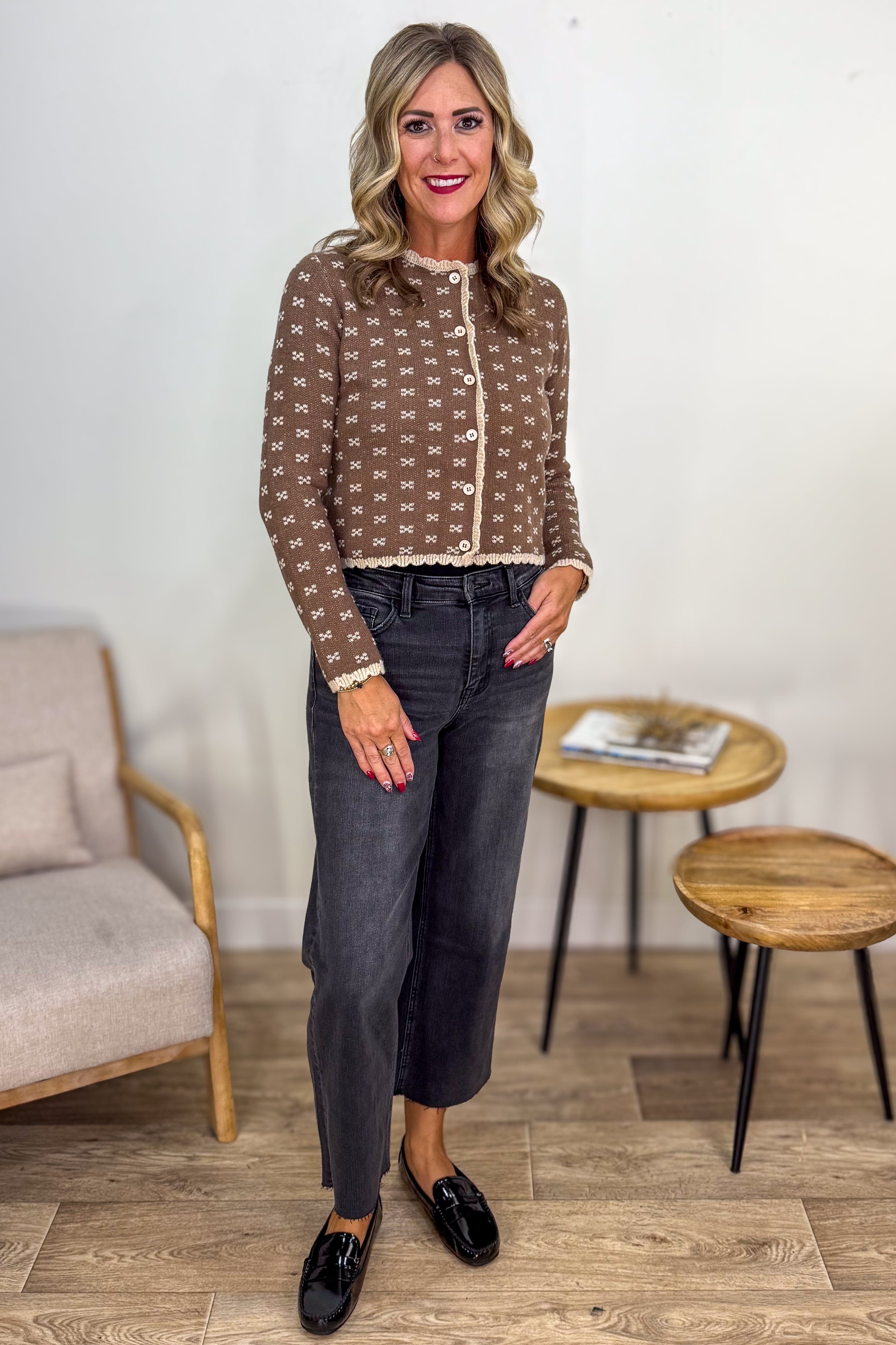 Black High Rise Crop Wide Leg Jeans