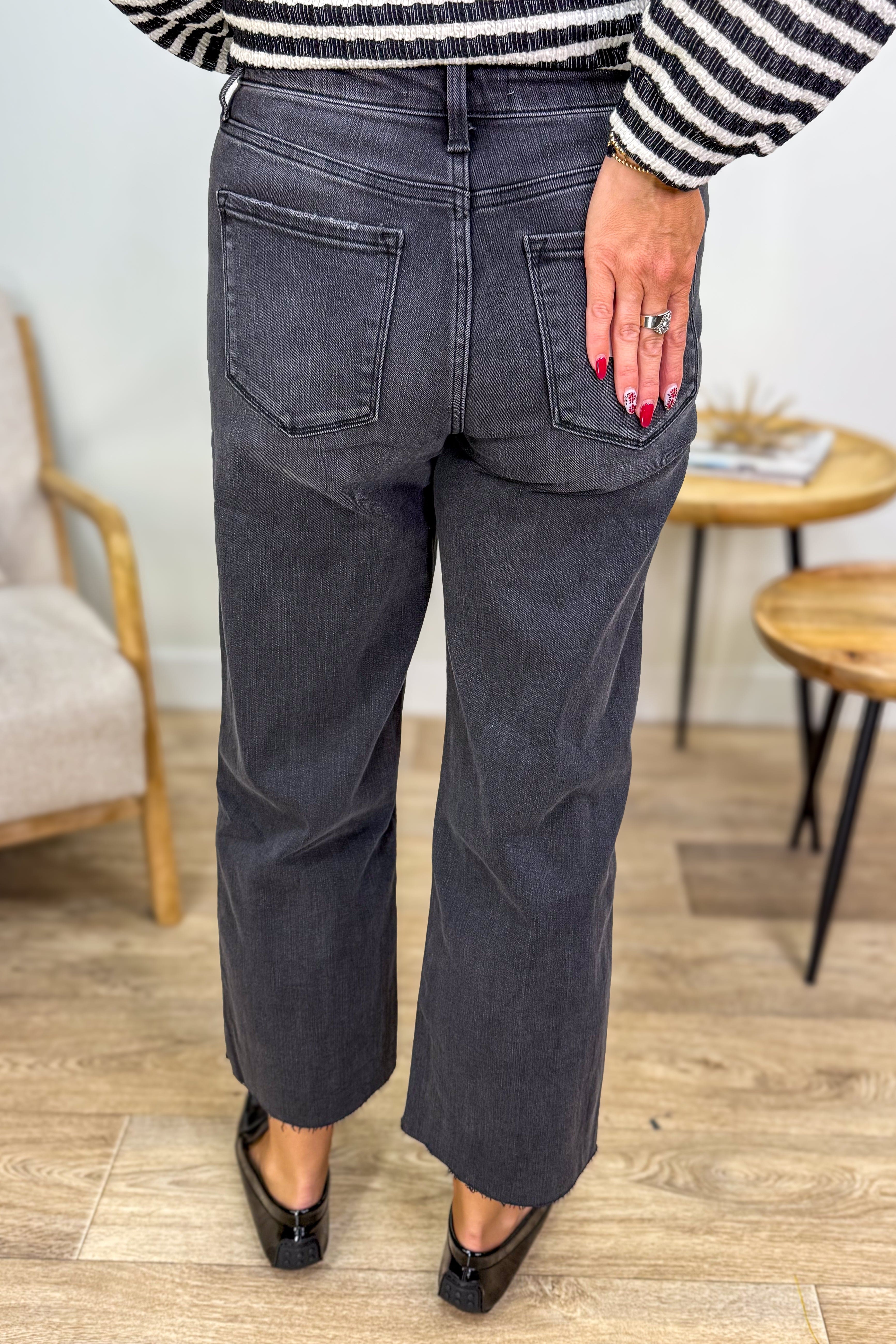 Black High Rise Crop Wide Leg Jeans