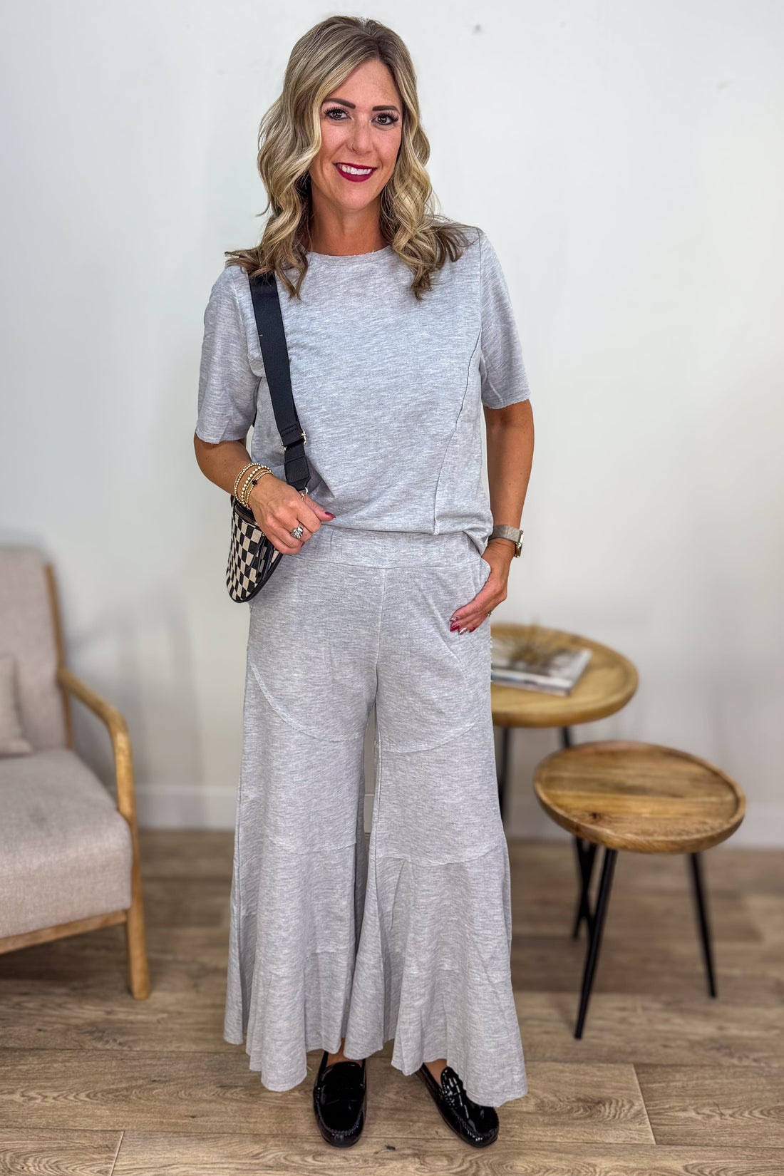 Light Grey Raw Hem Tunic Top