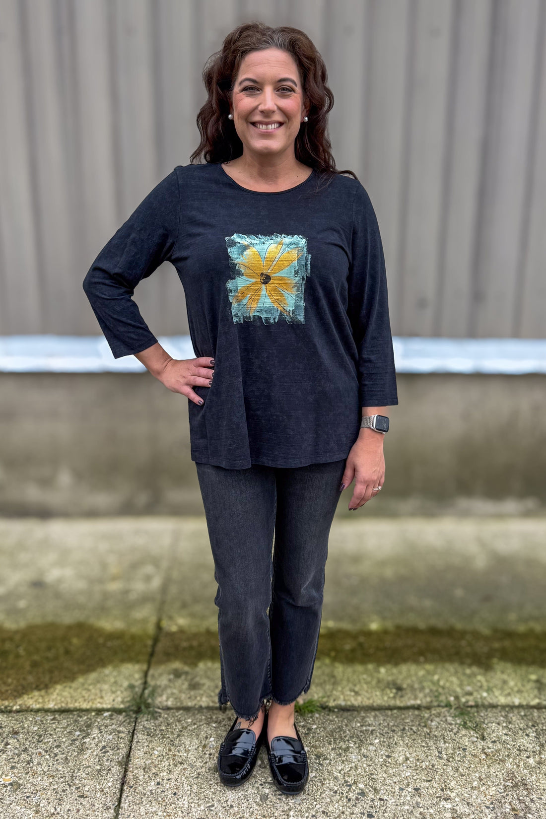 Black Gold Daisy Top