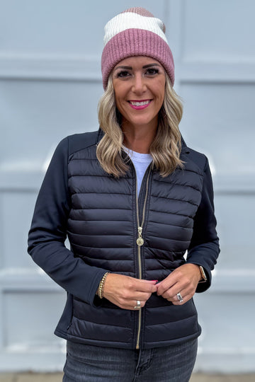 Black Lucia Fleece Puffer Jacket