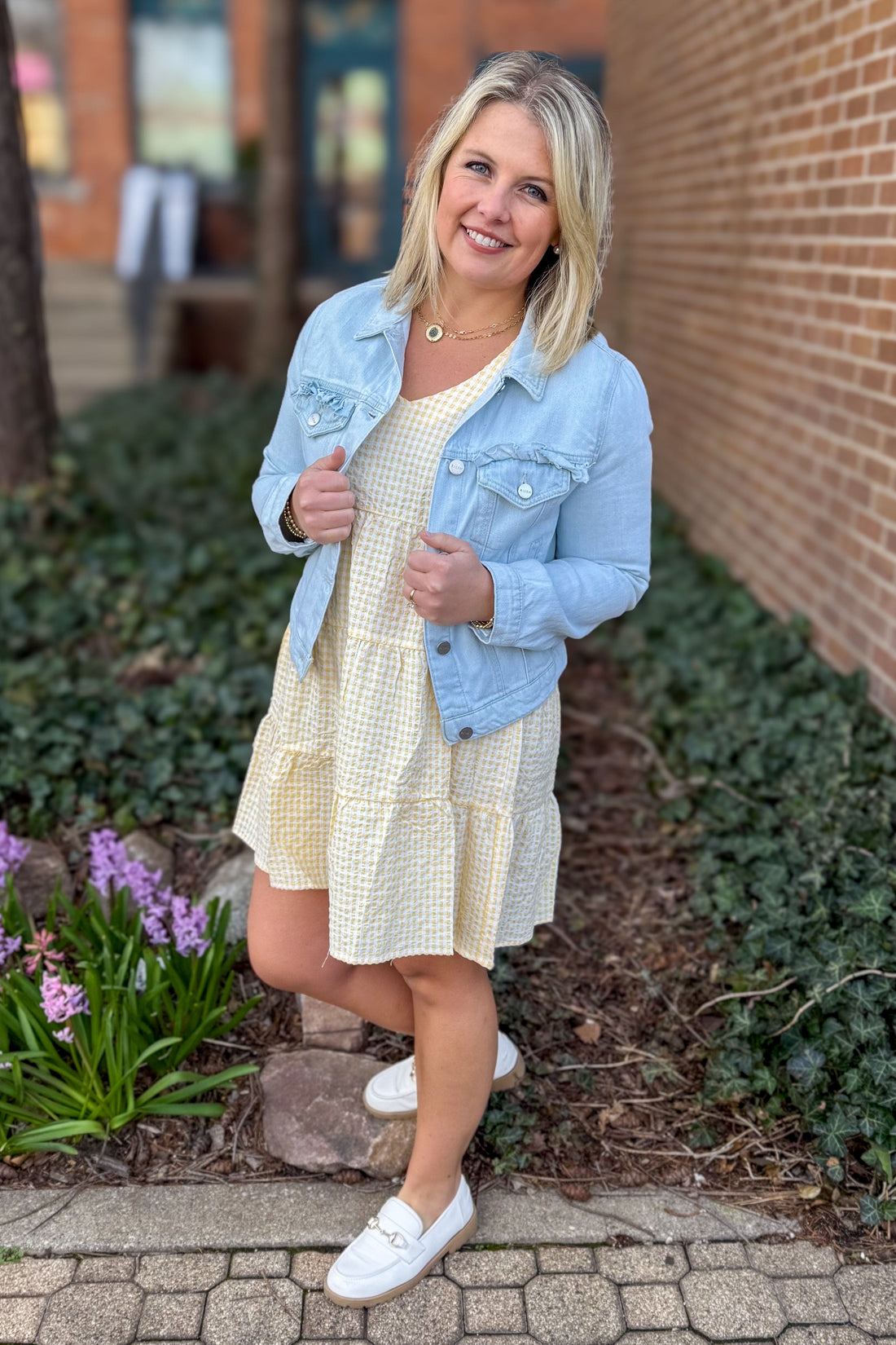 Ice Blue Ruffle Denim Jacket