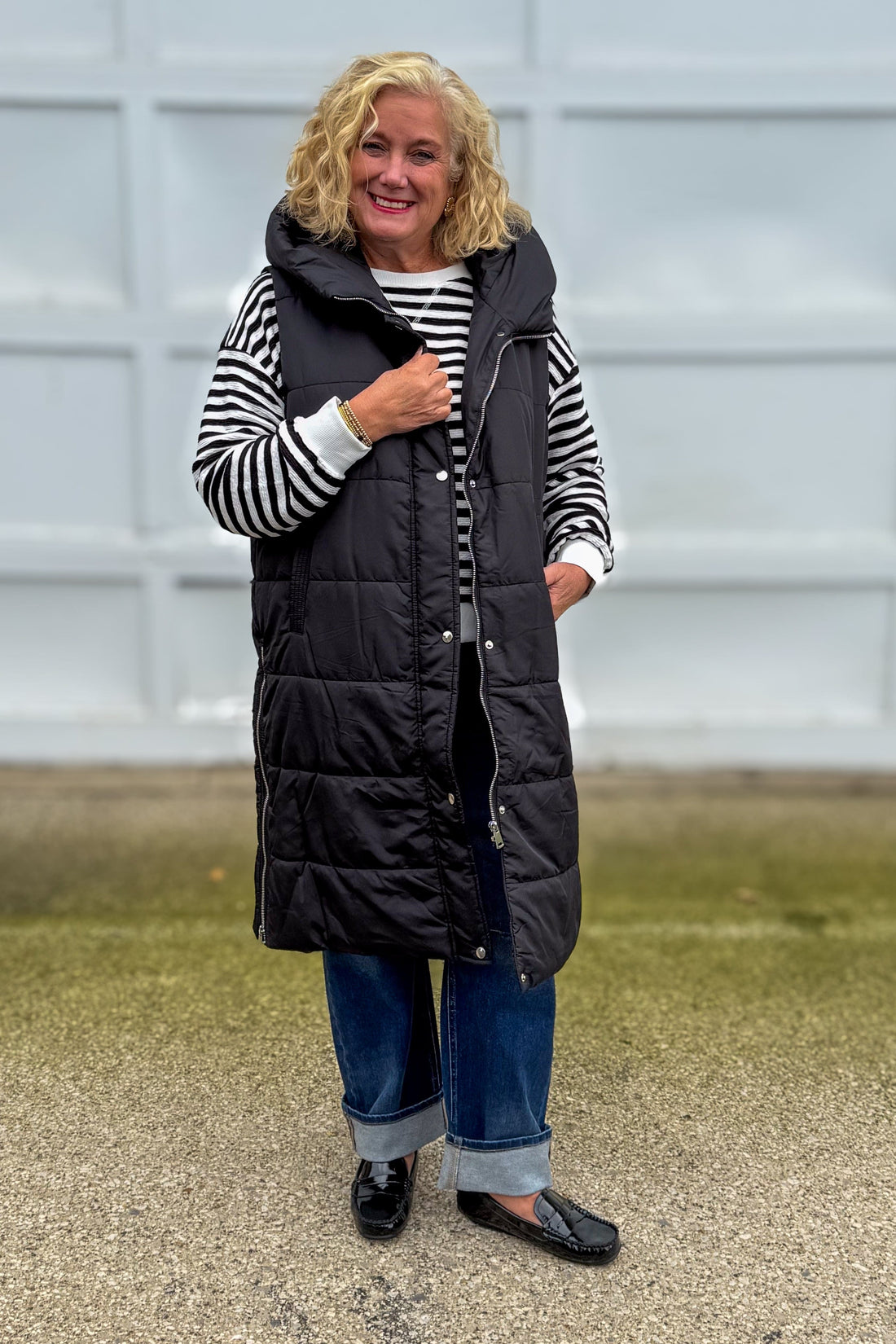 Black & White Stripe Terry Pullover