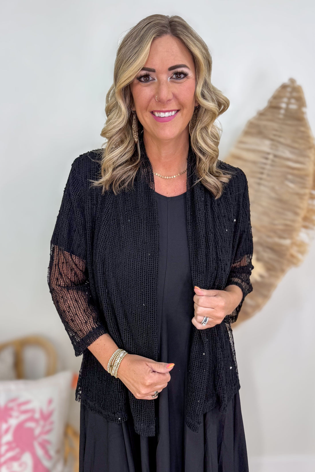 Black Short Sleeve Swing Dress