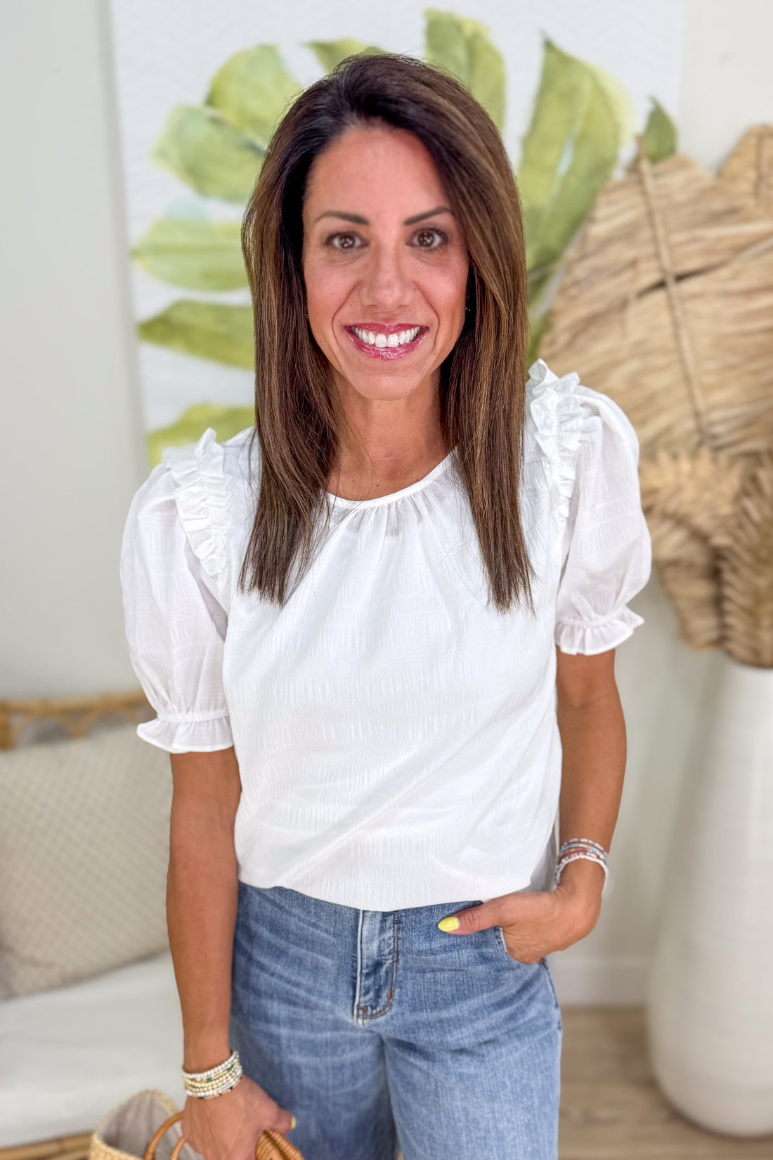 Ivory Texture Crinkle  Blouse