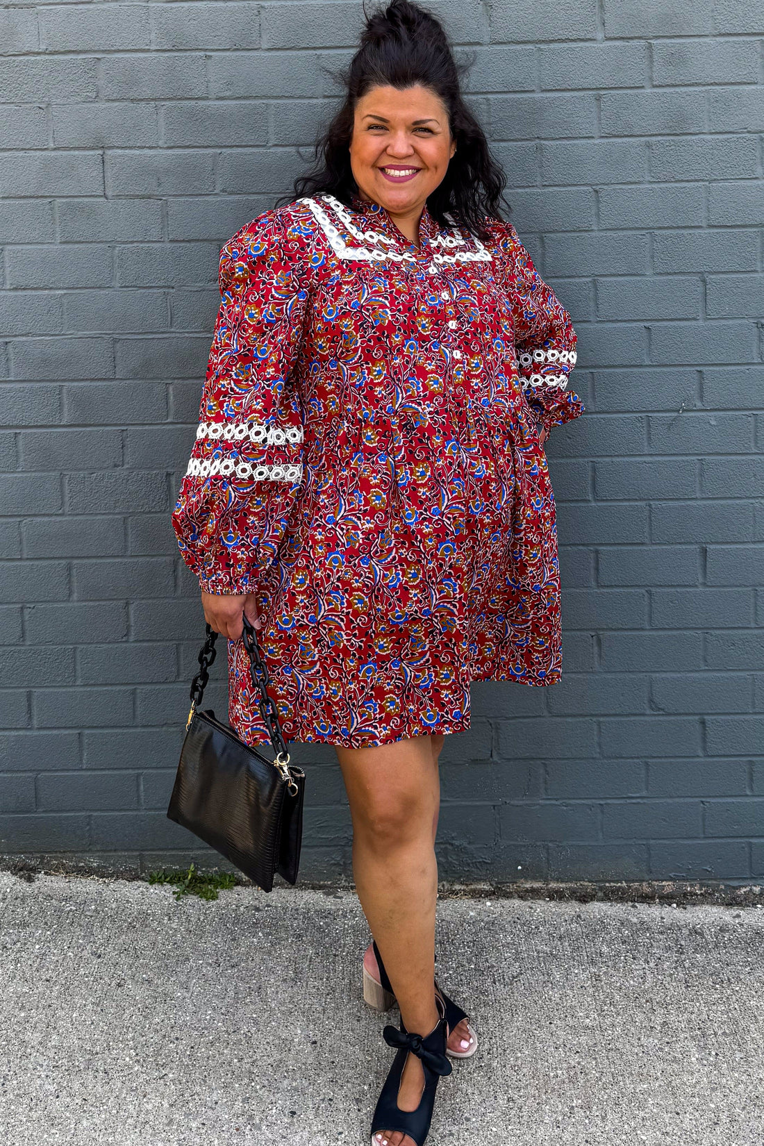 Rust Floral Print Barlowe Dress