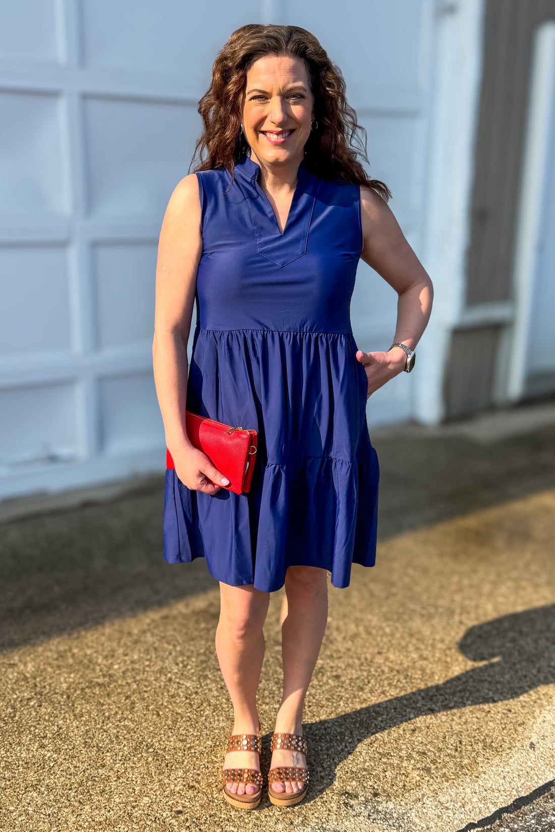 Navy Kendall Sleeveless Tiered Dress