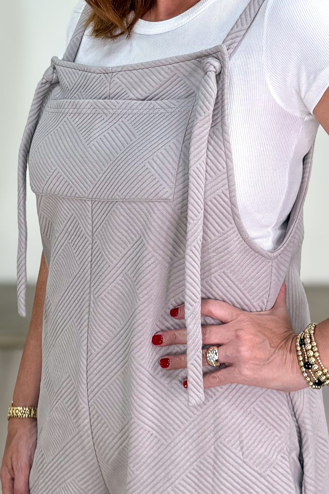 Oatmeal Texture Cropped Overall