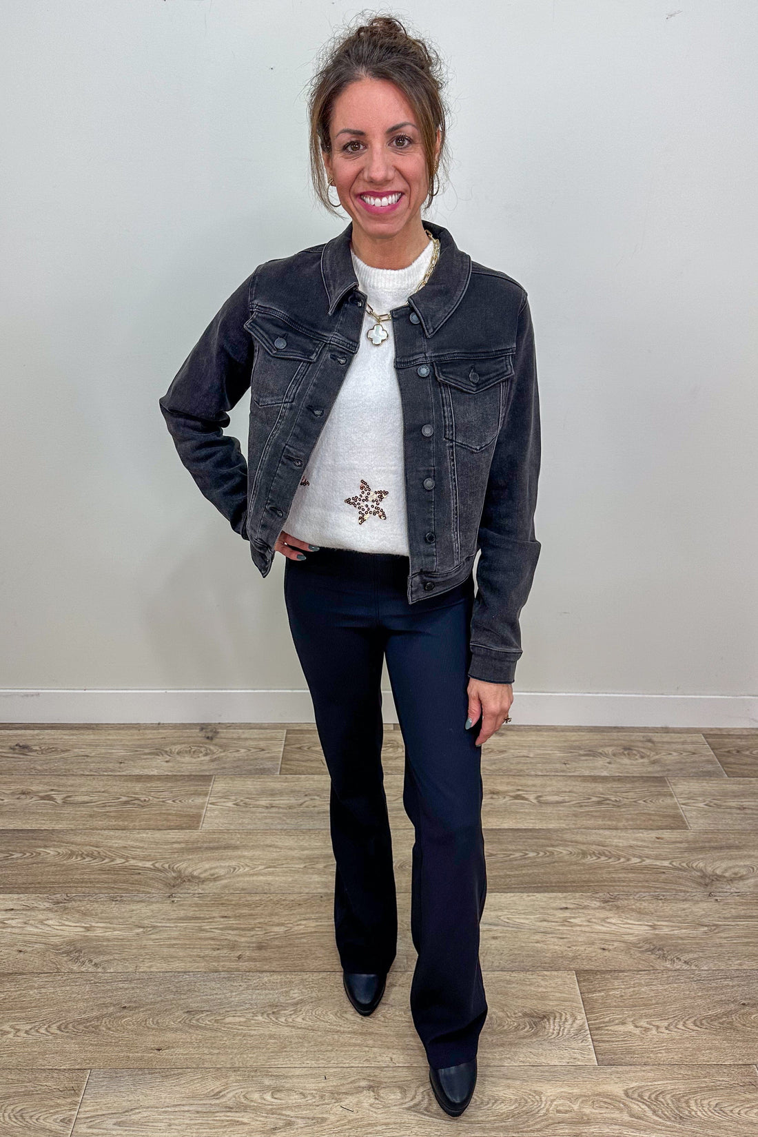 Washed Black Denim Jacket