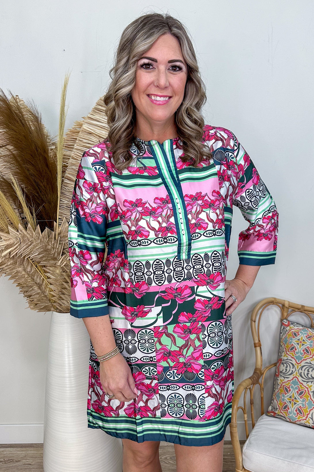 Fuchsia Multi Print Dress