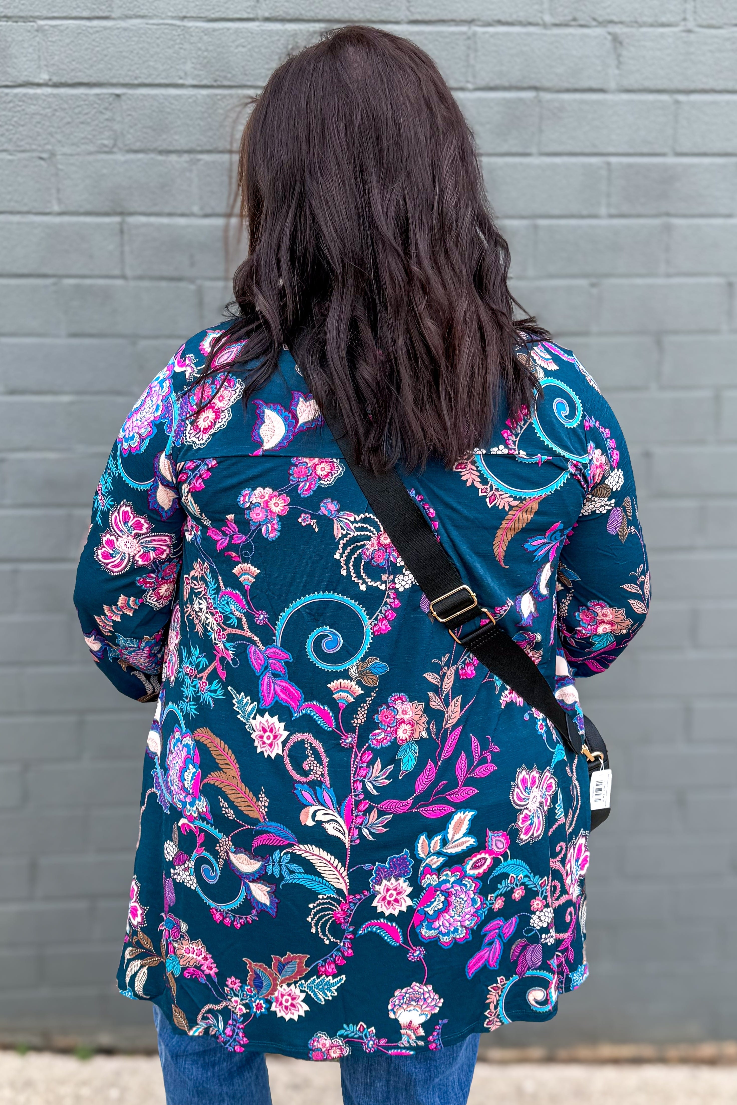 Hunter Green & Pink Paisley Liz Cardigan