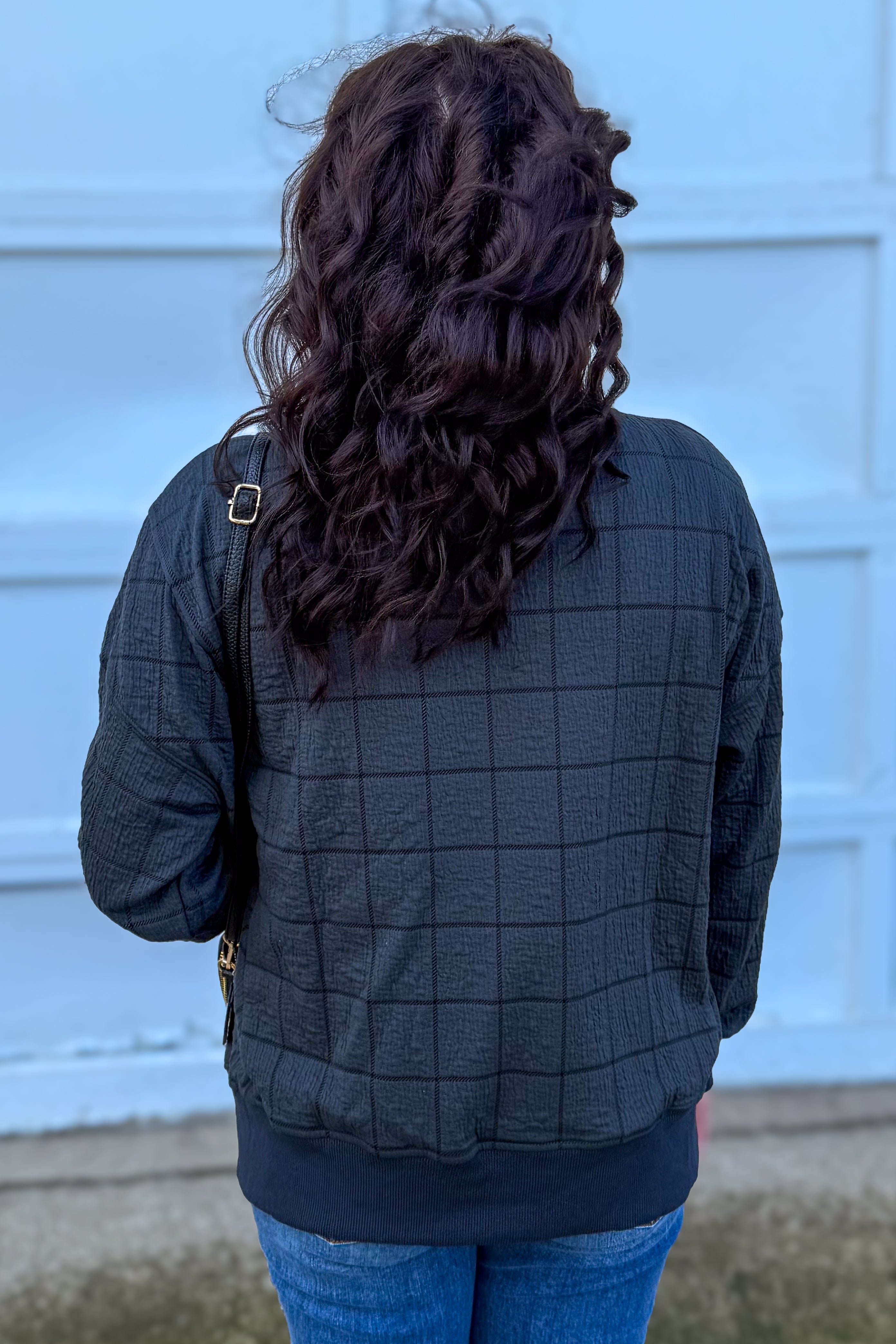 Slate Jacquard Check Motif Top