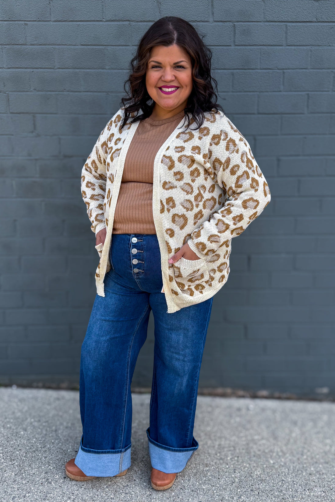 Beige Animal Print Cardigan